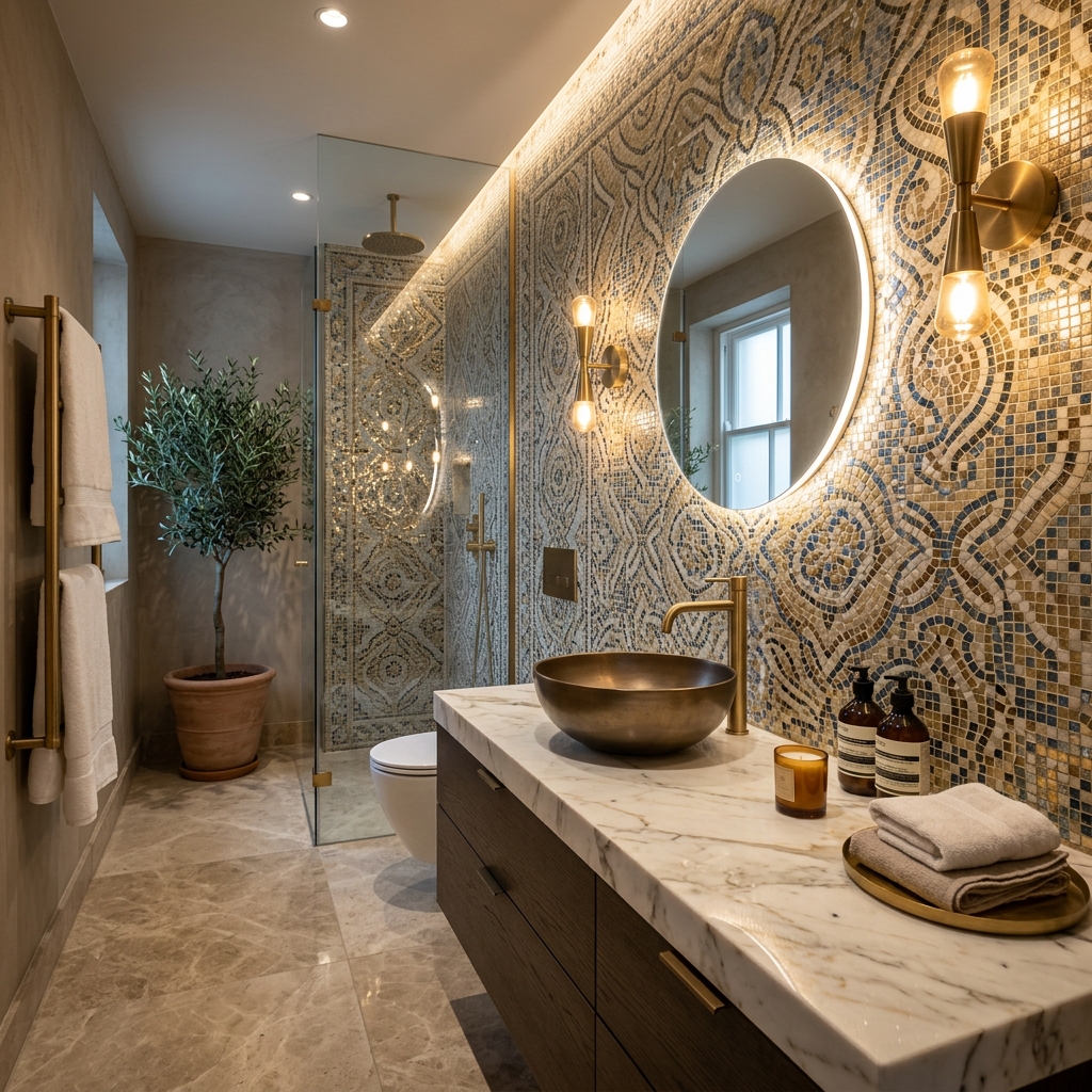 Mosaic tile feature wall