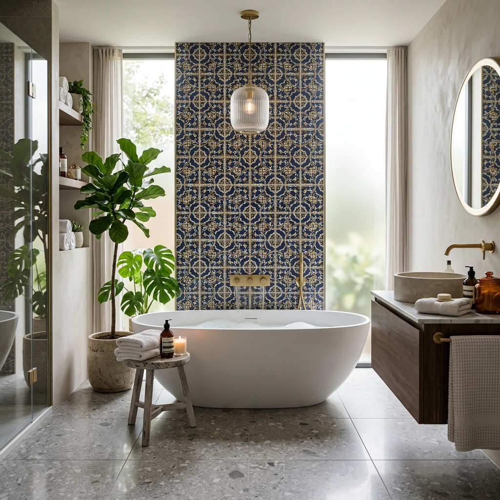 Geometric pattern accent wall