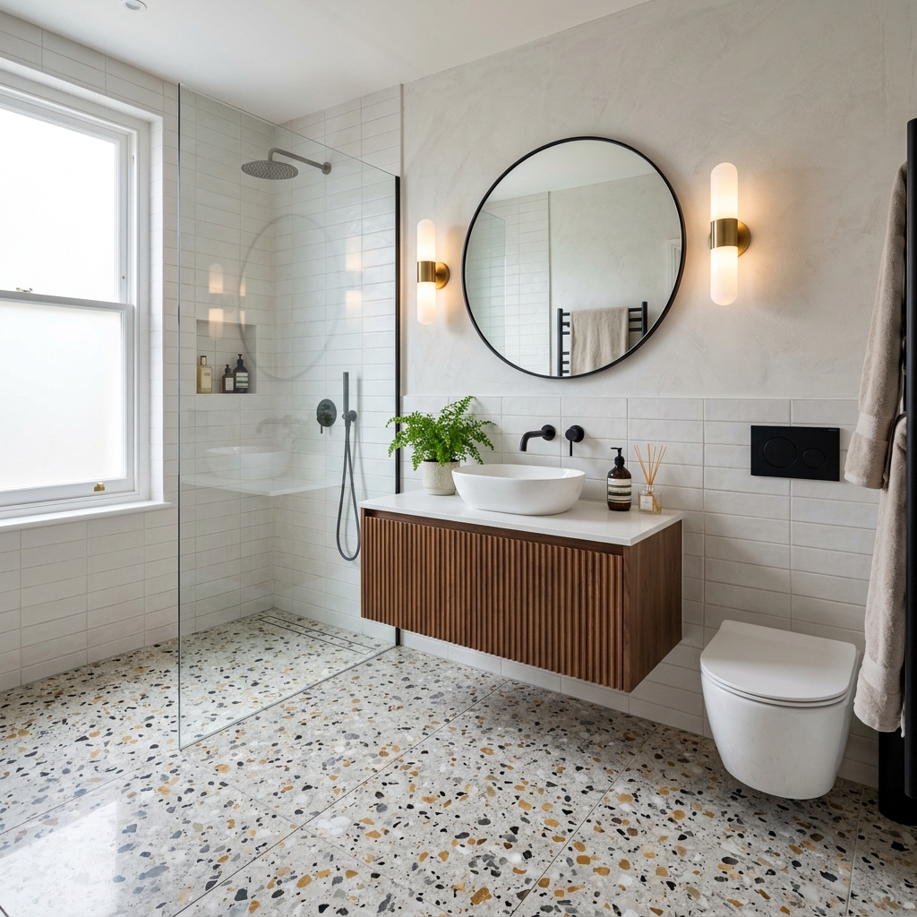 Terrazzo floor modern bathroom